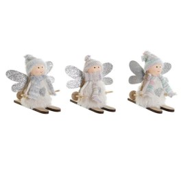 Коледна Украса DKD Home Decor Бял Сив Фея 12 x 8 x 10 cm (3 броя)