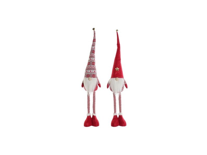 Коледна Украса DKD Home Decor Бял Червен Гном 14 X 11 X 73 cm (2 броя)