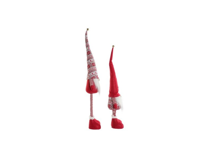 Коледна Украса DKD Home Decor Бял Червен Гном 14 X 11 X 73 cm (2 броя)