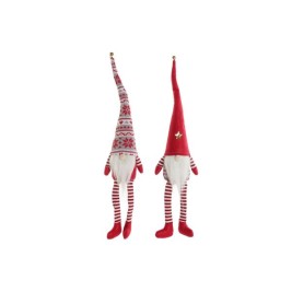 Коледна Украса DKD Home Decor Бял Червен Гном 10 x 7 x 57 cm (2 броя)