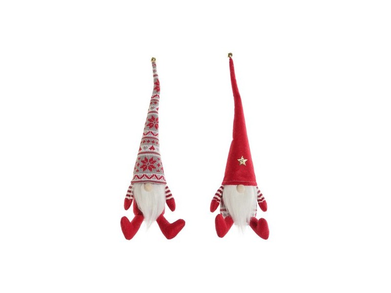 Коледна Украса DKD Home Decor Бял Червен Гном 10 x 10 x 40 cm (2 броя)