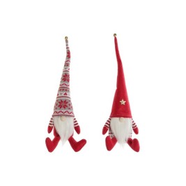 Коледна Украса DKD Home Decor Бял Червен Гном 10 x 10 x 40 cm (2 броя)