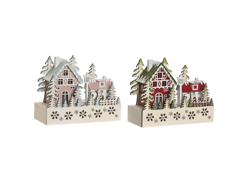 Коледна Украса DKD Home Decor Червен Розов 21 x 9,5 x 19 cm (2 броя)