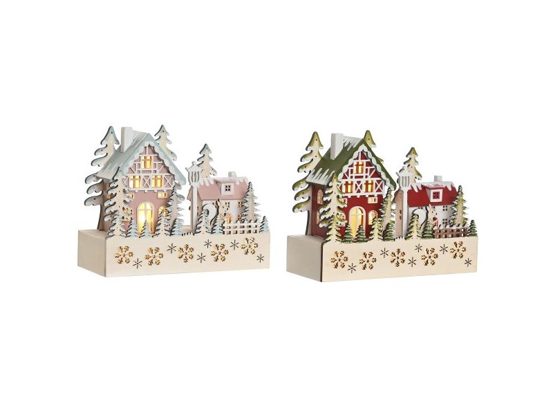 Коледна Украса DKD Home Decor Червен Розов 21 x 9,5 x 19 cm (2 броя)