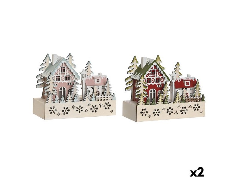 Коледна Украса DKD Home Decor Червен Розов 21 x 9,5 x 19 cm (2 броя)