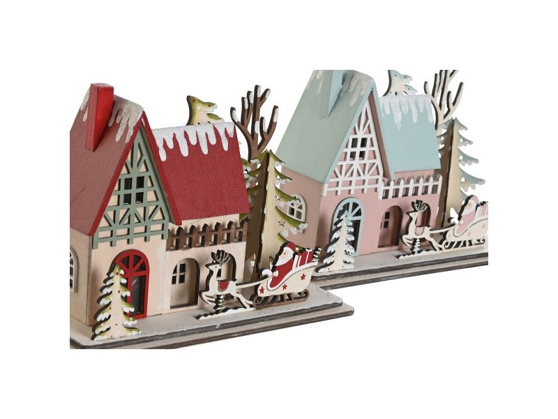 Коледна Украса DKD Home Decor Червен Светло розово 23,5 x 11 x 20,5 cm (2 броя)