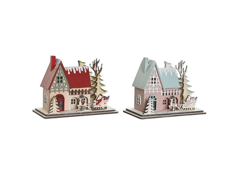 Коледна Украса DKD Home Decor Червен Светло розово 23,5 x 11 x 20,5 cm (2 броя)