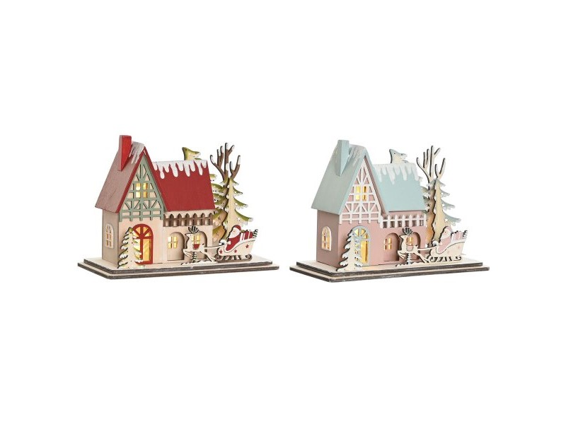 Коледна Украса DKD Home Decor Червен Светло розово 23,5 x 11 x 20,5 cm (2 броя)