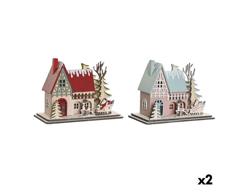 Коледна Украса DKD Home Decor Червен Светло розово 23,5 x 11 x 20,5 cm (2 броя)