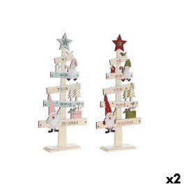 Коледно дърво DKD Home Decor Червен Розов Дървен 17,5 x 5 x 38 cm (2 броя)