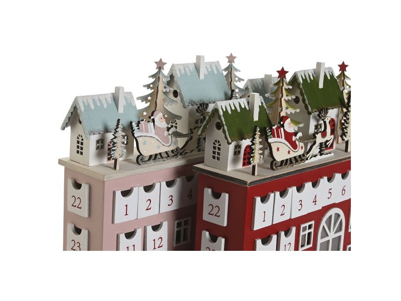 Коледен Календар DKD Home Decor Дървен 37,5 x 8,5 x 31 cm (2 броя)