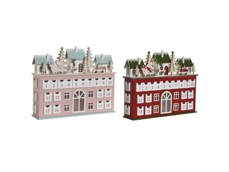 Коледен Календар DKD Home Decor Дървен 37,5 x 8,5 x 31 cm (2 броя)
