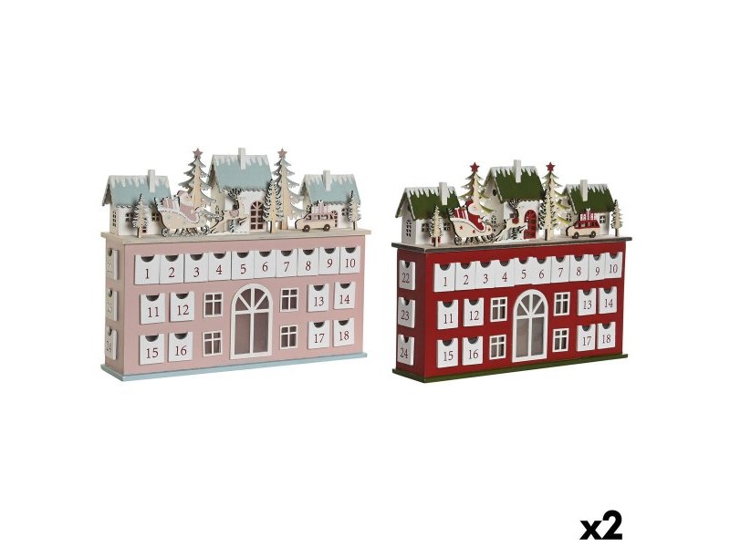 Коледен Календар DKD Home Decor Дървен 37,5 x 8,5 x 31 cm (2 броя)