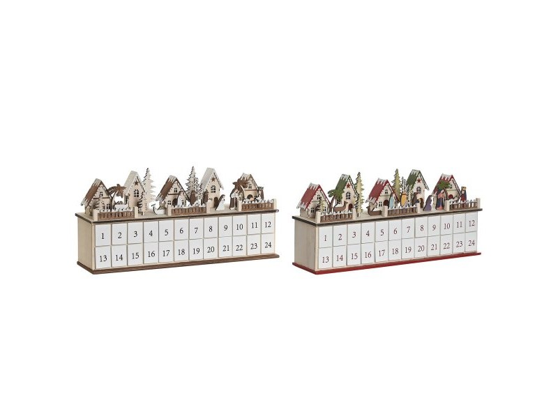 Коледен Календар DKD Home Decor Дървен 45 x 11 x 23 cm (2 броя)