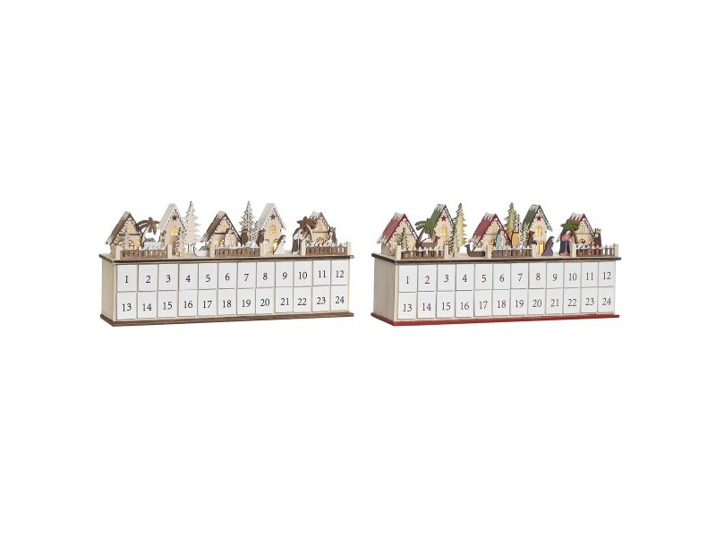 Коледен Календар DKD Home Decor Дървен 45 x 11 x 23 cm (2 броя)