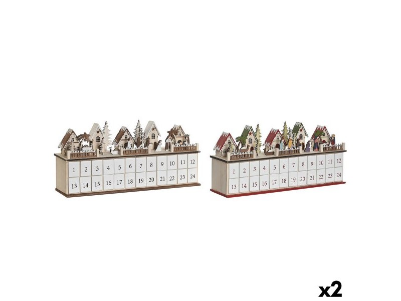 Коледен Календар DKD Home Decor Дървен 45 x 11 x 23 cm (2 броя)