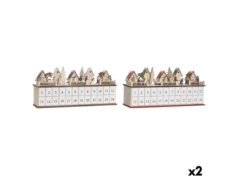 Коледен Календар DKD Home Decor Дървен 45 x 11 x 23 cm (2 броя)