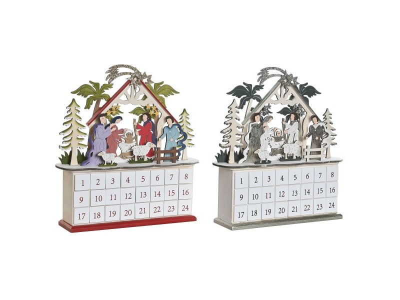 Коледен Календар DKD Home Decor Дървен 34 x 8,5 x 36,5 cm (2 броя)