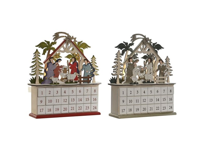 Коледен Календар DKD Home Decor Дървен 34 x 8,5 x 36,5 cm (2 броя)