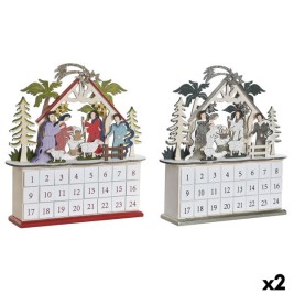 Коледен Календар DKD Home Decor Дървен 34 x 8,5 x 36,5 cm (2 броя)
