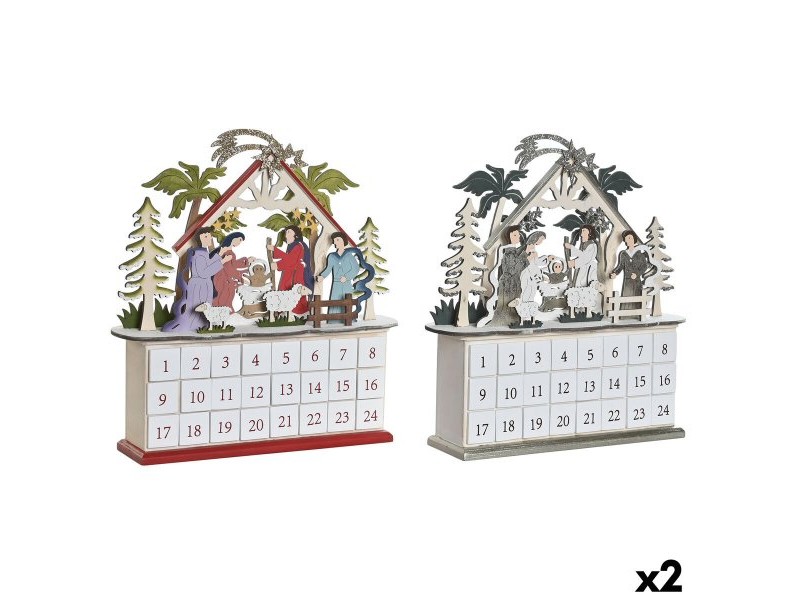 Коледен Календар DKD Home Decor Дървен 34 x 8,5 x 36,5 cm (2 броя)