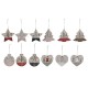 Висяща украса DKD Home Decor Червен Розов Дървен 23 x 1,5 x 9 cm (6 Части) (4 броя)