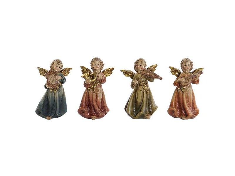 Коледна Украса DKD Home Decor Многоцветен Ангел 6 x 3,9 x 9,8 cm (4 броя)