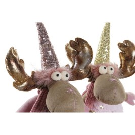 Коледна Украса DKD Home Decor Кафяв Розов Златен Царица 27 x 16 x 42 cm (2 броя)