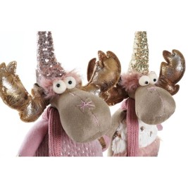 Коледна Украса DKD Home Decor Бял Розов Златен Царица 20 x 19 x 50 cm (2 броя)