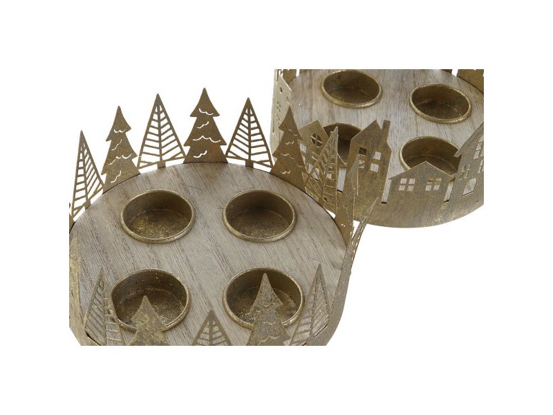 Коледен Свещник DKD Home Decor Златен Естествен 16,5 x 16,5 x 8,5 cm (2 броя)