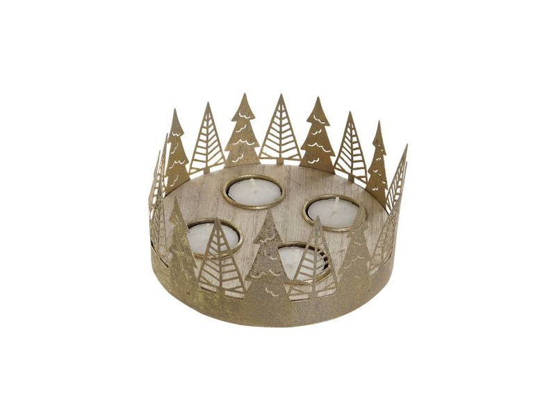 Коледен Свещник DKD Home Decor Златен Естествен 16,5 x 16,5 x 8,5 cm (2 броя)