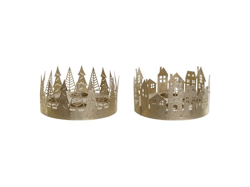 Коледен Свещник DKD Home Decor Златен Естествен 16,5 x 16,5 x 8,5 cm (2 броя)