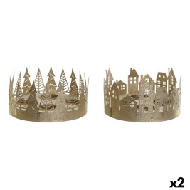 Коледен Свещник DKD Home Decor Златен Естествен 16,5 x 16,5 x 8,5 cm (2 броя)