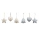 Висяща украса DKD Home Decor Бял Сив Метал 7 x 2 x 7 cm (6 Части) (2 броя)