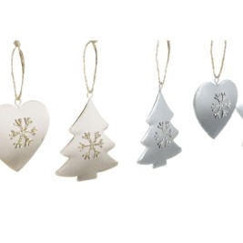 Висяща украса DKD Home Decor Бял Сив Метал 7 x 2 x 7 cm (6 Части) (2 броя)