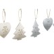 Висяща украса DKD Home Decor Бял Сив Метал 7 x 2 x 7 cm (6 Части) (2 броя)
