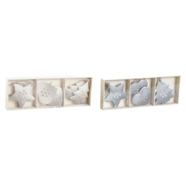 Висяща украса DKD Home Decor Бял Сив Метал 7 x 2 x 7 cm (6 Части) (2 броя)