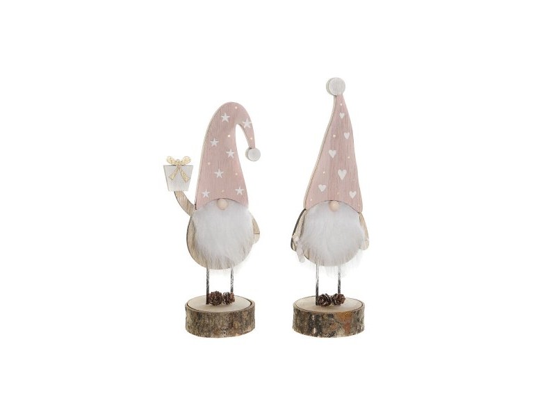 Коледна Украса DKD Home Decor Естествен Светло розово Гном 10 x 8 x 23,5 cm (2 броя)