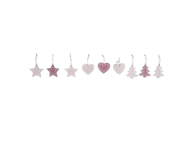 Висяща украса DKD Home Decor Розов Светло розово Дървен 6,5 x 1 x 6,5 cm (9 Части) (3 броя) Висяща украса DKD Home Decor Розов Светло розово Дървен 6,5 x 1 x 6,5 cm (9 Части) (3 броя)