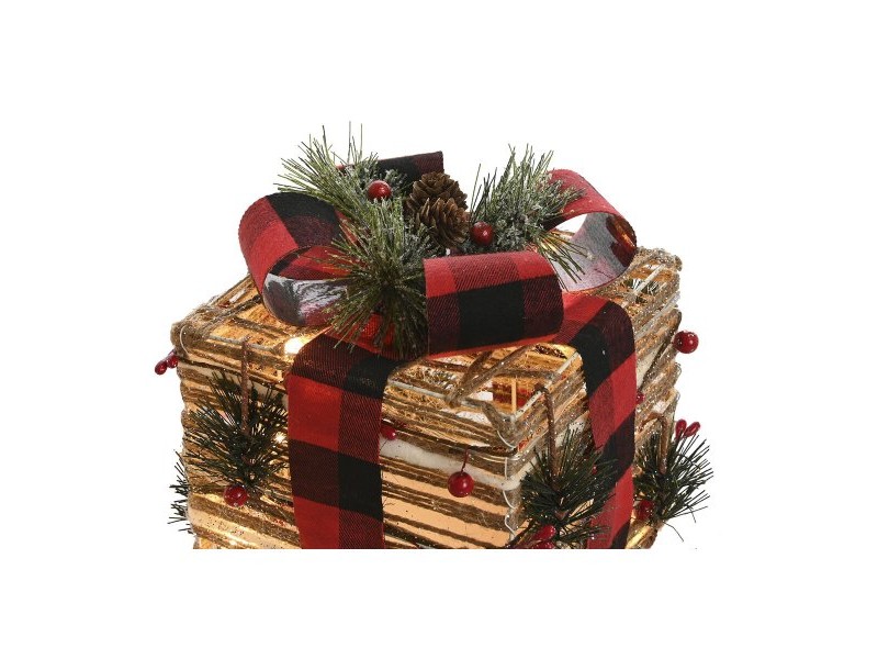 Коледна Украса DKD Home Decor Червен Естествен 25 x 25 x 25 cm (3 Части)