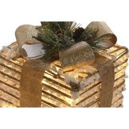 Коледна Украса DKD Home Decor Бял Златен Естествен 25 x 25 x 25 cm (3 Части)