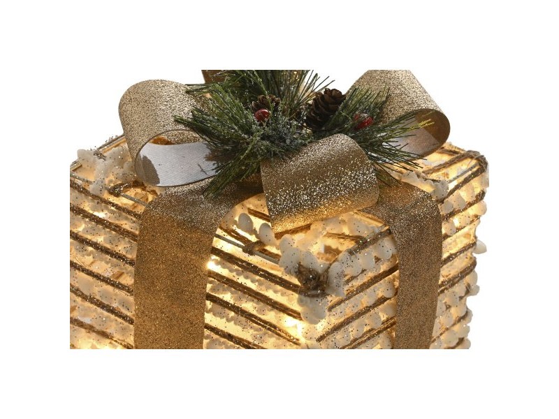 Коледна Украса DKD Home Decor Бял Златен Естествен 25 x 25 x 25 cm (3 Части)