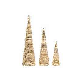 Коледна Украса DKD Home Decor Бял Златен Естествен 20 x 20 x 80 cm (3 Части)