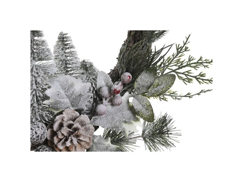 Коледен венец DKD Home Decor Естествен плетена ракита Ананас Снежен 46 x 7 x 46 cm (2 броя)
