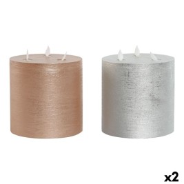 LED Свещ DKD Home Decor Златен Сребрист 15 x 15 x 15 cm (AA) (2 броя)