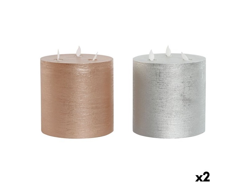 LED Свещ DKD Home Decor Златен Сребрист 15 x 15 x 15 cm (AA) (2 броя)