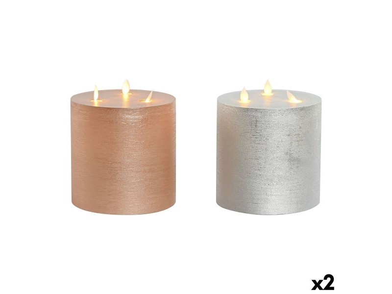 LED Свещ DKD Home Decor Златен Сребрист 15 x 15 x 15 cm (AA) (2 броя)
