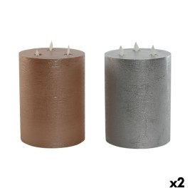 LED Свещ DKD Home Decor Златен Сребрист 15 x 15 x 20 cm (AA) (2 броя)
