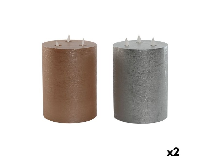 LED Свещ DKD Home Decor Златен Сребрист 15 x 15 x 20 cm (AA) (2 броя)