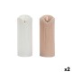 LED Свещ DKD Home Decor Бял Светло розово 7.5 x 7.5 x 20 cm 7,5 x 7,5 x 20 cm (AA) (2 броя)